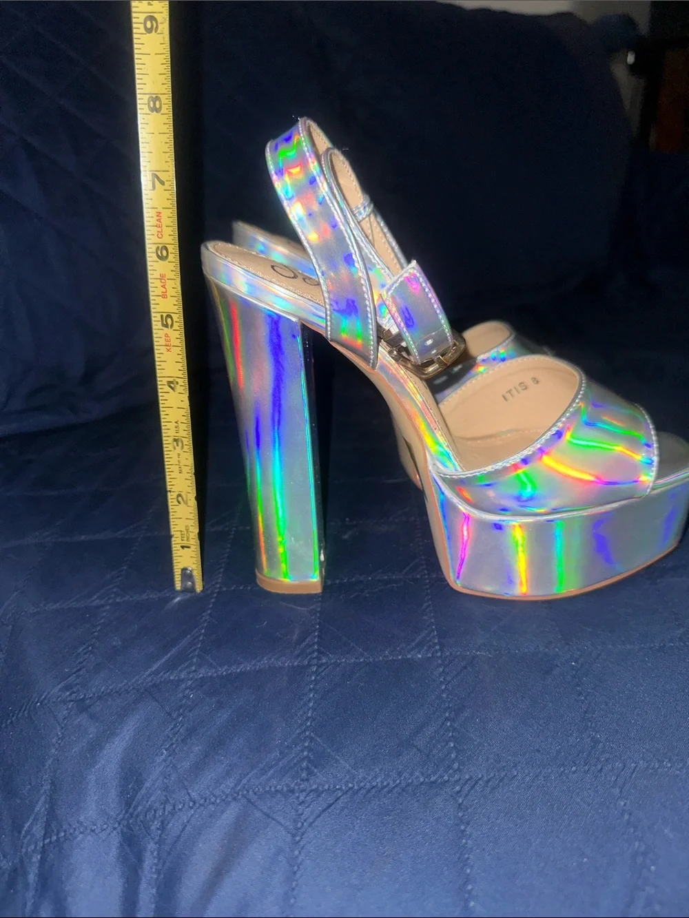 So Me Holographic Iridescent Platform Heels